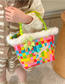 Fashion Pink And Green Color Matching Pvc Plaid Three-dimensional Flower Alphabet Tote Bag