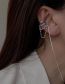 Fashion Silver Single Metal Diamond And Pearl Tassel Ear Clips