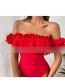 Fashion Red Skirt Polyester Lace Pleated Swimsuit Overskirt