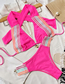 Fashion Rose Red Nylon Colorblock Halter Neck Two-piece Swimsuit