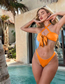 Fashion Orange Solid Color Lace-up Two-piece Swimsuit