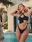 Fashion Black Solid Color Lace-up Two-piece Swimsuit