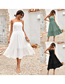 Fashion White Solid Color Slim Waist Dress