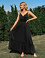 Fashion Black Solid Color Waist V-neck Strap Dress