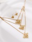 Fashion Gold Titanium Steel Ecg Heart Multilayer Necklace Earrings Set