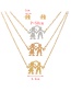 Fashion Color Titanium Steel Couple And Child Pendant Multilayer Necklace Earrings Set