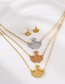 Fashion Color Titanium Steel Crown Pendant Multilayer Necklace Earrings Set
