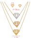 Fashion Color Titanium Steel Hollow Diamond Pendant Multilayer Necklace Earrings Set