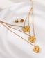 Fashion Gold Titanium Steel Letter Mom Heart Pendant Multilayer Necklace Earrings Set