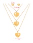 Fashion Gold Titanium Steel Letter Mom Heart Pendant Multilayer Necklace Earrings Set