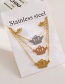 Fashion Color Titanium Steel Hollow Crown Pendant Multilayer Necklace Earrings Set