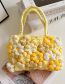 Fashion Yellow Puff Flower Bag Wool Crochet Puff Flower Tote