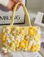 Fashion Yellow Puff Flower Bag Wool Crochet Puff Flower Tote