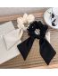 Fashion D Black Fabric Hair Tie Beaded Pearl Lace Pleated Scrunchie