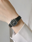Fashion Black Belt Black Face Titanium Steel Square Dial Watch