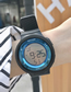Fashion Black Belt Blue Stainless Steel Round Dial Digital Watch