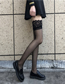 Fashion Black Cored Silk Lace Over The Knee Stockings