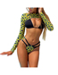Fashion Red Polyester Halter Neck Ties Printed Two-piece Swimsuit Three-piece Set