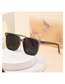 Fashion Gray Tea On Top Of Transparent Tea Frame Large Square Frame Sunglasses