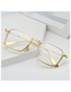 Fashion Golden Reading Glasses 200 Degrees Pc Alloy Square Large Frame Flat Mirror
