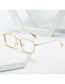 Fashion Gold Without Degrees [anti-blue Lens] Pc Alloy Square Large Frame Flat Mirror