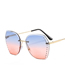 Fashion C1-gold Frame Gray Film Rimless Square Sunglasses With Diamonds