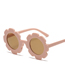 Fashion Milky White Frame Gray Sheet (sand) Pc Sunflower Round Frame Sunglasses