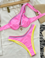 Fashion Pink Polyester One-shoulder Cutout Two-piece Swimsuit