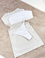 Fashion White Nylon Pleated Two-piece Swimsuit Three-piece Set