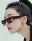 Fashion Real Brown Tea Chips Ac Small Square Frame Sunglasses