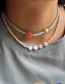 Fashion 3# Crystal Pearl Beaded Letter Bead Double Layer Necklace