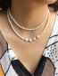 Fashion 3# Crystal Pearl Beaded Letter Bead Double Layer Necklace