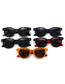 Fashion Matte Black Red Oval Frame Rice Stud Colorblock Sunglasses