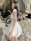 Fashion White Polyester Jacquard Slip Dress