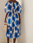 Fashion Blue Polyester Printed One Shoulder Dress