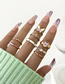 Fashion Gold Alloy Drip Oil Butterfly Love Diamond Ring Set