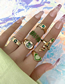 Fashion Gold Alloy Diamond-studded Geometric Serpentine Dripping Oil Love Love Frog Ring Set