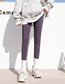 Fashion Gray L Sharkskin Solid Color High Waist Leggings
