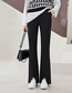 Fashion Black Xl (110-125 Catties) High-waisted Stretch Straight-leg Slit Flared Trousers