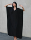 Fashion Black Blended V-neck Beach Dress