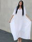 Fashion White Blended V-neck Beach Dress