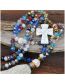 Fashion Color Multicolored Crystal Beaded Cross Tassel Necklace