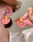 Fashion Pink Heart Acrylic Geometric Heart Stud Earrings