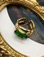 Fashion Ear Clip Alloy Geometric Emerald Glass Stud Earrings