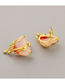 Fashion Pink Heart Stud Earrings Pure Copper Geometric Lava Heart Stud Earrings