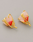 Fashion Pink Heart Stud Earrings Pure Copper Geometric Lava Heart Stud Earrings