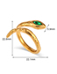 Fashion Green Stainless Steel Gold-plated Diamond Snake Ring