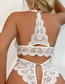 Fashion White Lace See-through One-piece Underwear