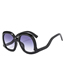 Fashion C1 Black Frame Gray Film Pc Round Curved Foot Sunglasses