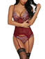 Fashion Burgundy Does Not Include Socks Mesh See-through Suspenders One-piece Underwear